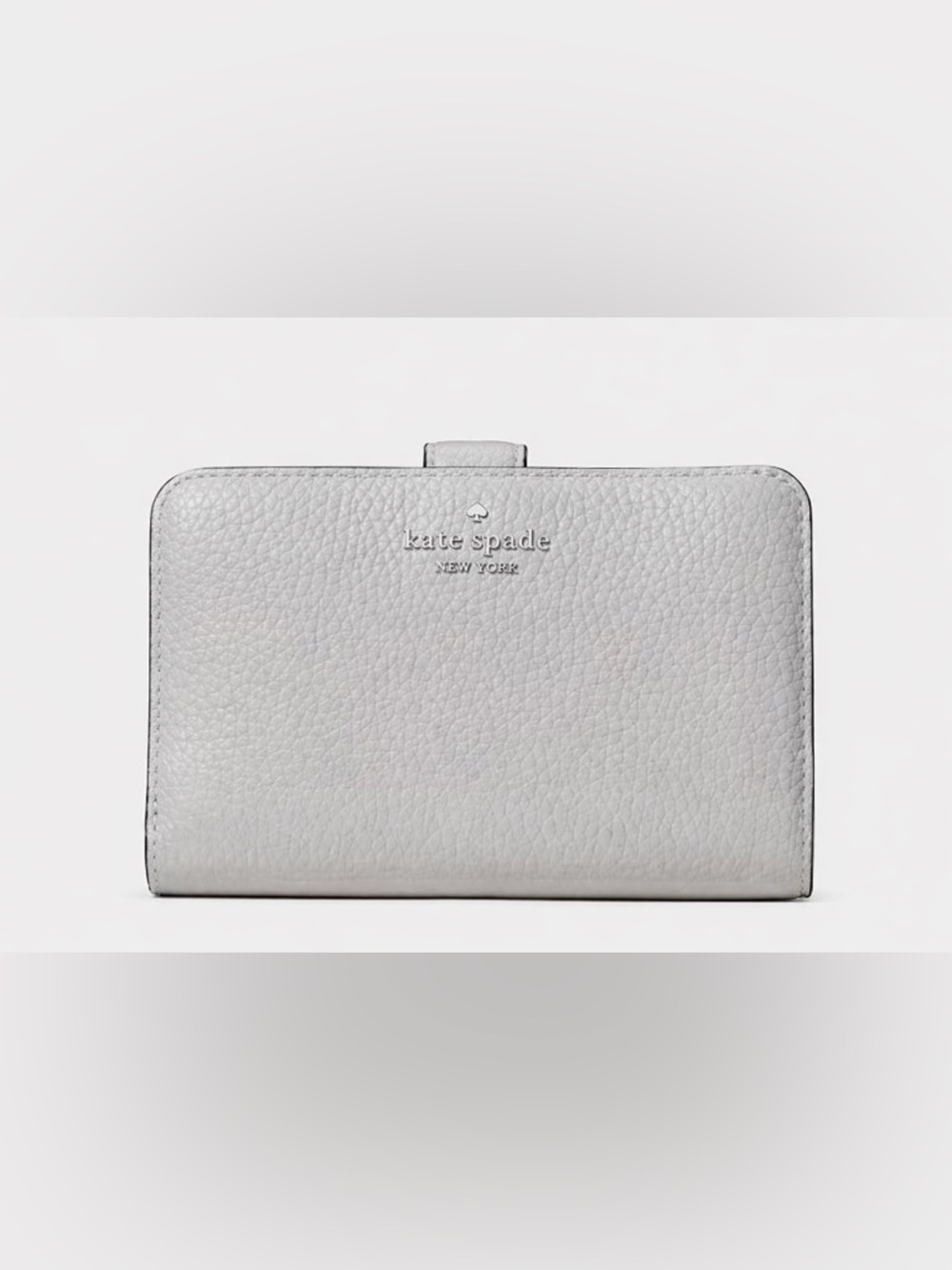 NWT | Kate Spade | Lena Medium Bifold Gray Pebbled Leather